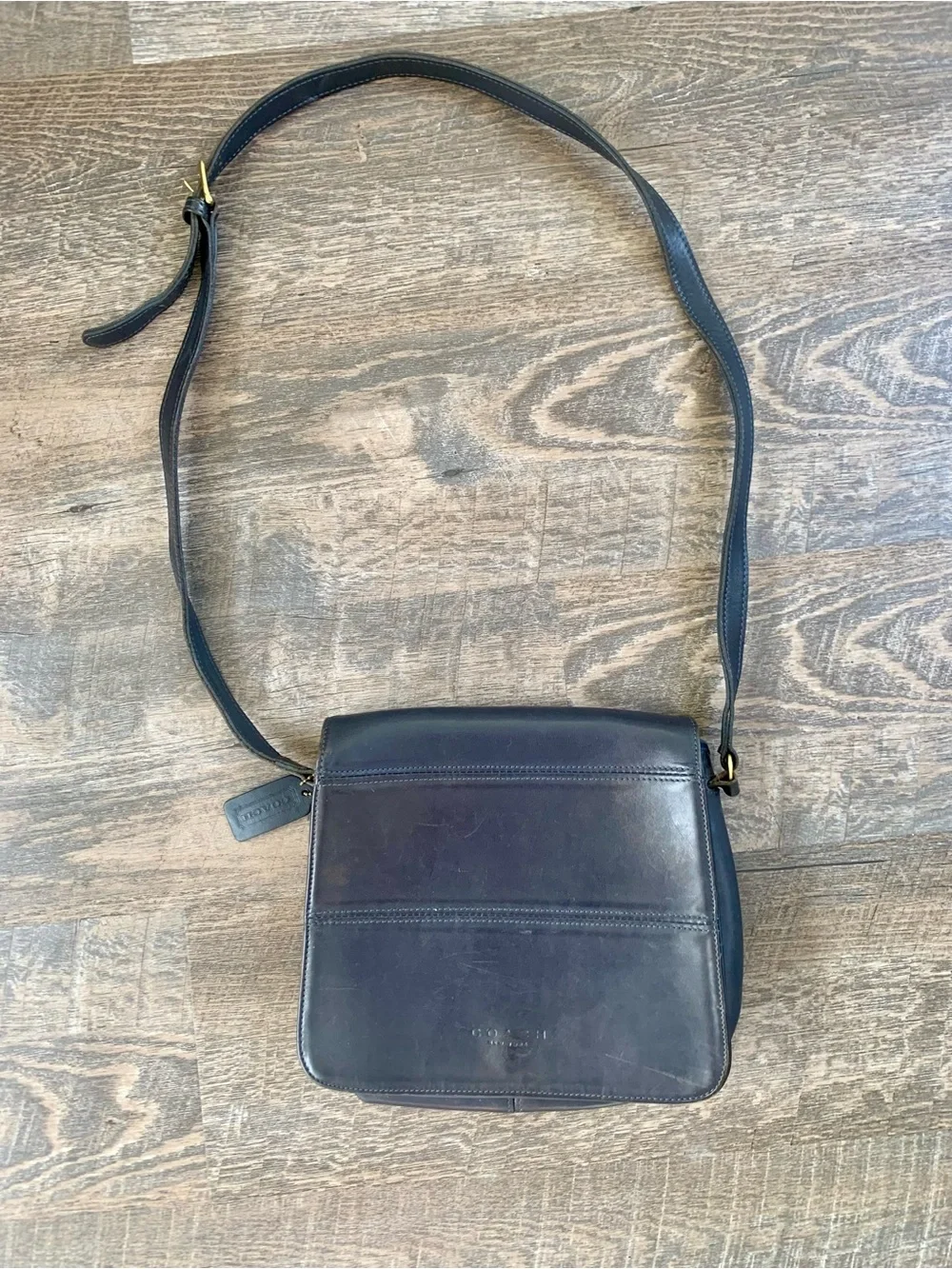 Vintage Coach Navy Leather Crossbody -Messenger Bag